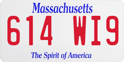 MA license plate 614WI9