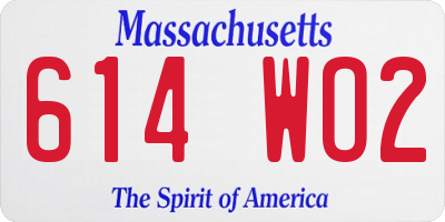MA license plate 614WO2