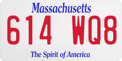 MA license plate 614WQ8