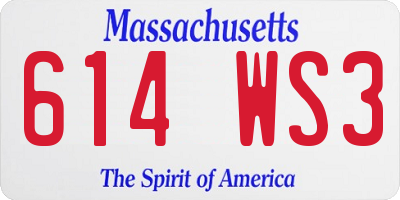 MA license plate 614WS3