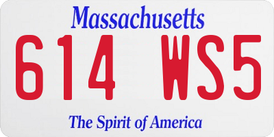 MA license plate 614WS5