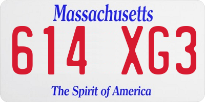 MA license plate 614XG3