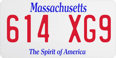 MA license plate 614XG9
