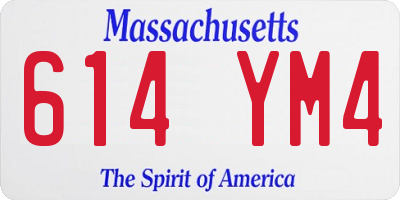 MA license plate 614YM4