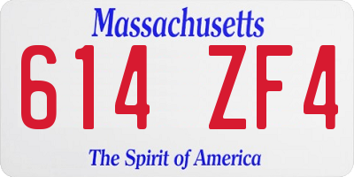 MA license plate 614ZF4