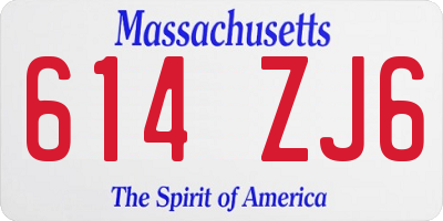MA license plate 614ZJ6