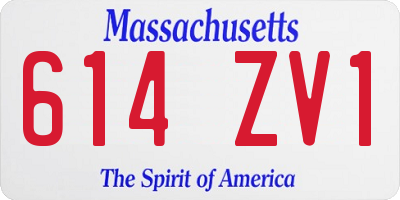 MA license plate 614ZV1