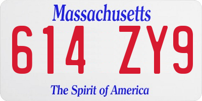 MA license plate 614ZY9