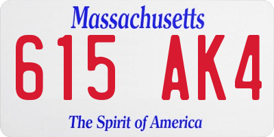 MA license plate 615AK4