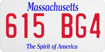 MA license plate 615BG4