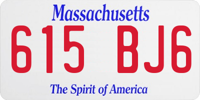 MA license plate 615BJ6