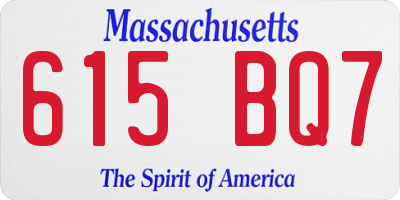 MA license plate 615BQ7