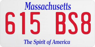 MA license plate 615BS8