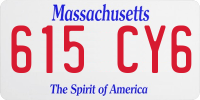 MA license plate 615CY6