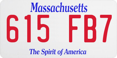 MA license plate 615FB7
