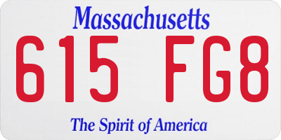 MA license plate 615FG8