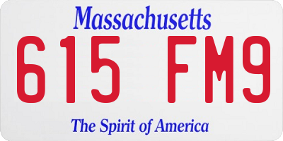 MA license plate 615FM9