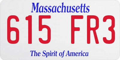 MA license plate 615FR3