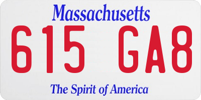 MA license plate 615GA8