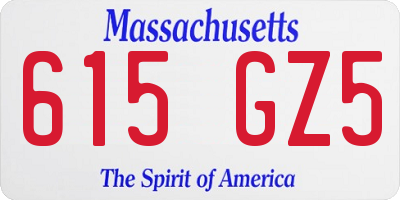 MA license plate 615GZ5