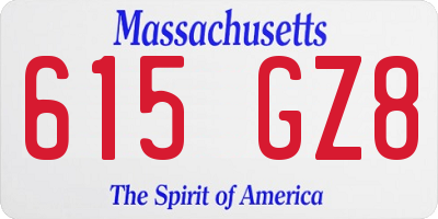 MA license plate 615GZ8
