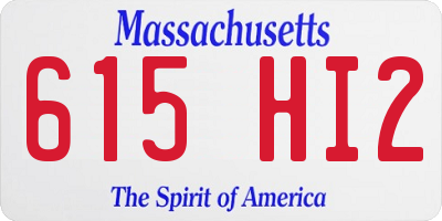 MA license plate 615HI2
