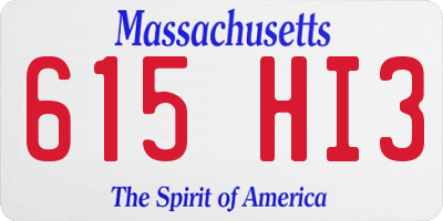 MA license plate 615HI3