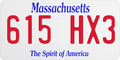 MA license plate 615HX3