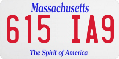 MA license plate 615IA9