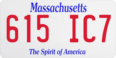 MA license plate 615IC7