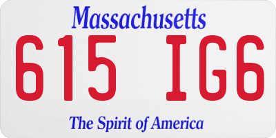 MA license plate 615IG6