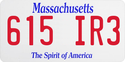 MA license plate 615IR3