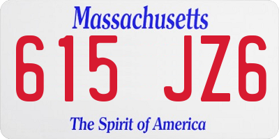 MA license plate 615JZ6