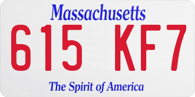 MA license plate 615KF7