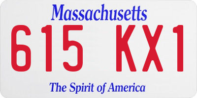 MA license plate 615KX1