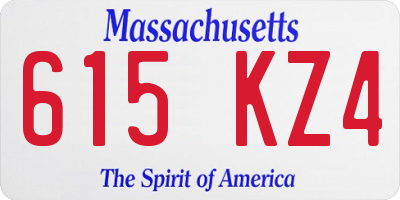 MA license plate 615KZ4