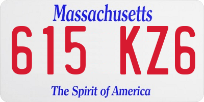 MA license plate 615KZ6