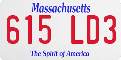 MA license plate 615LD3