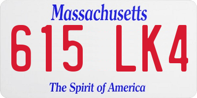 MA license plate 615LK4