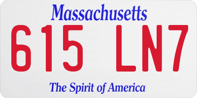 MA license plate 615LN7