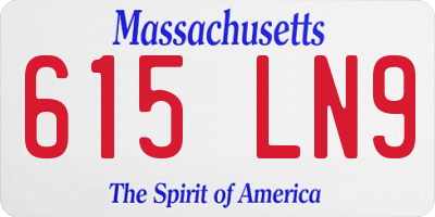 MA license plate 615LN9
