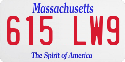 MA license plate 615LW9