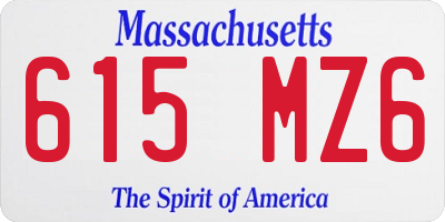 MA license plate 615MZ6