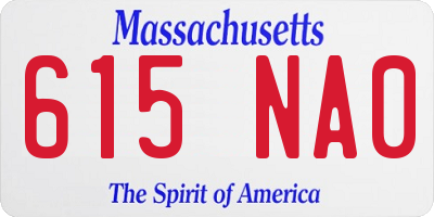 MA license plate 615NA0