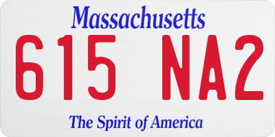 MA license plate 615NA2