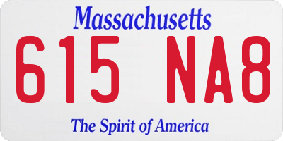 MA license plate 615NA8