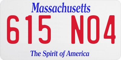 MA license plate 615NO4