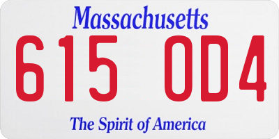 MA license plate 615OD4