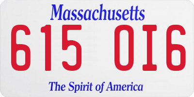 MA license plate 615OI6
