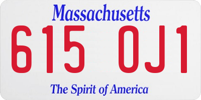 MA license plate 615OJ1